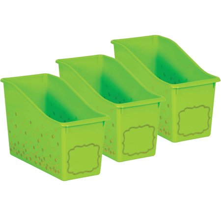 TEACHER CREATED RESOURCES Book Storage Bin, Plastic, Lime Green, 3 PK 20337